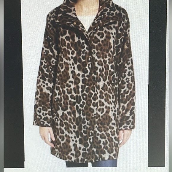 Ellen Tracy lovely leopard print wool blend 3/4 length coat 20W - Picture 1 of 12